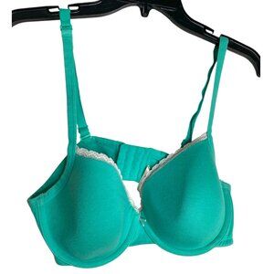 Cacique 40D Teal Cotton Underwire Bra Full Coverage Lane Bryant Sexy Coquette